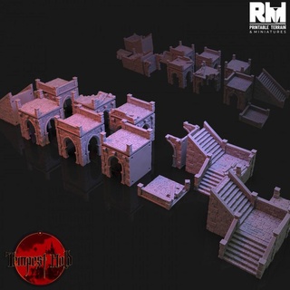 tempest hold raised walkways rmprintable fantasy rpg stone terrain stairs ruins scenery walkway rm 3d print model - Mito3D