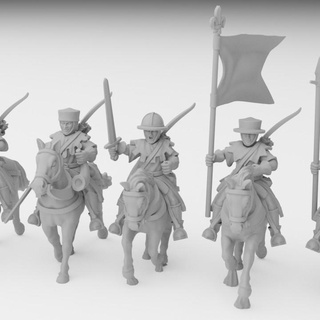 mounted yeomen miniatures 28 32mm modular juh sz gergely Tabletop Characters & Creatures Historical Universe fantasy historical rpg warhammer cavalry wargame dnd 9thage peasant kingsofwar aos kow bretonnia opr yeoman 3d print model - Mito3D
