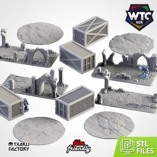 classic ruins wtc set 02 txarli factory Tabletop 3D Printable Terrain 40k battle building city container mad terrain warhammer tech dead max cathedral ruin builder destroyed imperium 3d print model - Mito3D