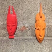 masque africain mur ensemble jardin 3d print model - Mito3D