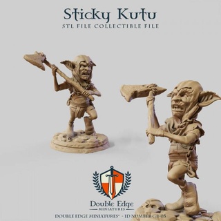 gb 05 - sticky kutu double edge miniatures Tabletop Characters & Creatures Fantasy Universe goblin soldier war warhammer boardgame tabletop dungeon 3d print model - Mito3D