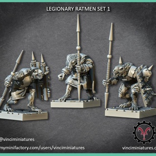 legionary ratmen set 1 vinciminiatures Tabletop Characters & Creatures Fantasy Universe stl detailed fantasy weapons 3dprintable multipart tabletop clan wargame kitbash 28mm rats ratman presupported kitbashing clanrats 3d print model - Mito3D