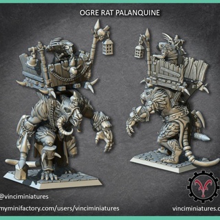 ogre rat palanquine miniatures table personnages créatures fantaisie univers stl détaillé miniature multipart jeu guerre kitbash rats homme présupporté hommes kitbashing 3d print model - Mito3D
