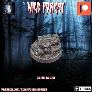 wild forest set 32mm base n7 pre-supported admiral apocalypse Store Tabletop 3D Printable Terrain Fantasy bones fantasy miniatures nature wargames warhammer props roots elves trees bugs rocks leaves dnd acorn brances woods bases mushrooms 3d print model - Mito3D