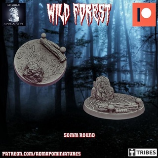 wild forest set 50mm base n3 pre-supported admiral apocalypse Store Tabletop 3D Printable Terrain Fantasy animals bones fantasy miniatures nature wargames warhammer props roots elves trees rocks leaves dnd acorn brances woods bases mushrooms 3d print model - Mito3D