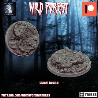 wild forest set 65mm base n1 pre-supported admiral apocalypse Store Tabletop 3D Printable Terrain Fantasy bones fantasy miniatures nature wargames warhammer props roots elves trees bugs rocks leaves dnd acorn brances woods bases mushrooms 3d print model - Mito3D
