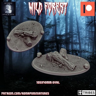 wild forest set 105x70mm base n2 pre-supported admiral apocalypse Store Tabletop 3D Printable Terrain Fantasy bones fantasy miniatures nature wargames warhammer props boardgame roots elves trees bugs leaves dnd acorn brances woods bases mushrooms 3d print model - Mito3D