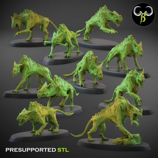 blood hound squad claybeastcreation Tabletop Characters & Creatures Sci-Fi Universe Store dog vampire wolf dead direwolf werewolf zombi 3d print model - Mito3D
