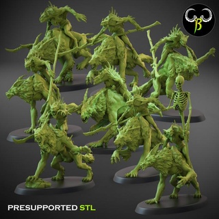 grim knight squad claybeastcreation Tabletop Characters & Creatures Sci-Fi Universe Store hound vampire wolf dead werewolf rider zombi 3d print model - Mito3D