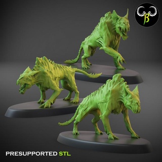blood hound set claybeastcreation Tabletop Characters & Creatures Fantasy Universe Store dog vampire wolf dead direwolf werewolf zombi 3d print model - Mito3D