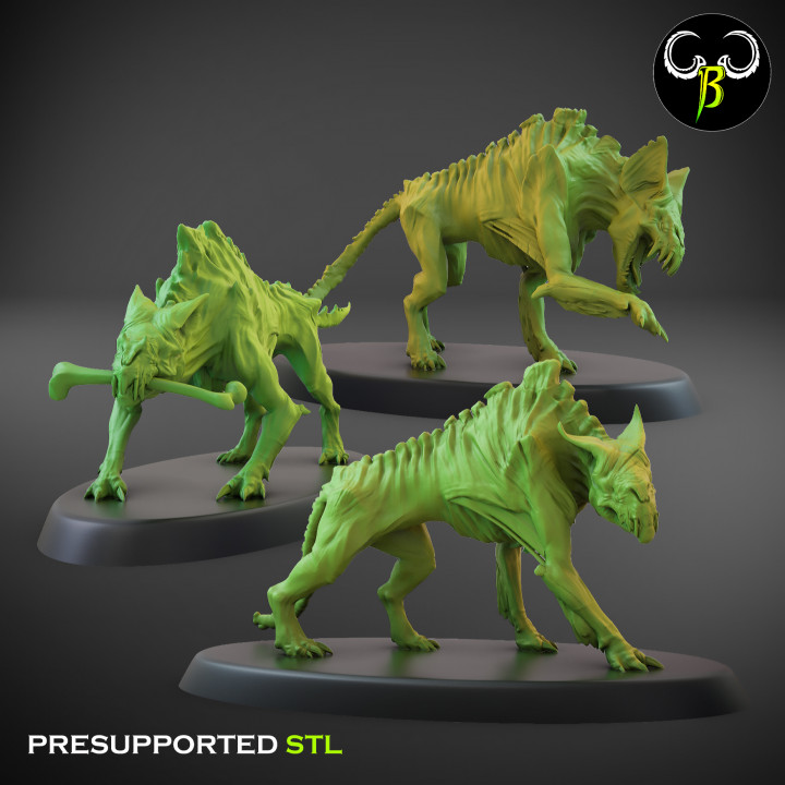blood hound set c claybeastcreation Tabletop Characters & Creatures Fantasy Universe Store dog vampire wolf dead direwolf zombi werewofl 3D print model - Mito3D