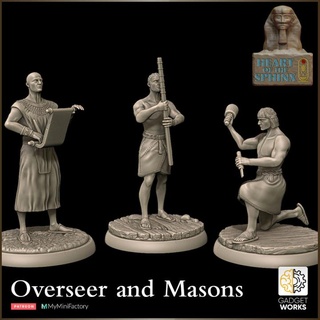 masons overseer - heart sphinx gadgetworks Tabletop Characters & Creatures Historical Universe 3D Printable Terrain Store ancient educational egypt statue stone dnd pyramids workers 32mm pharoah ttrpg tabletopcharacters&creatures&gt fantasyuniverse 3d print model - Mito3D