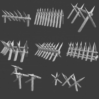protection bundle - infantry defences northern crusades miniatures Tabletop Characters & Creatures Historical Universe 3D Printable Terrain Store ancient battle battlefield medieval wargaming obstacle warfare cavalry 28mm scenery cheval stake frise 3d print model - Mito3D
