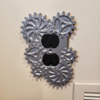 steampunk light switch cover - gears kristopher pullins Home & Garden Lighting decoration office plug vintage electrical outlet room steam punk spurr 3d print model - Mito3D