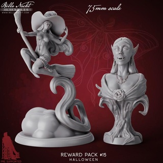 reward pack 15 halloween ii bella nacht minis Tabletop Characters & Creatures Fantasy Universe bust cute fun spooky vampire woman props witch diorama pinup 3d print model - Mito3D