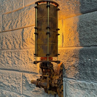 wall lamp - steampunk style tomasz Store art awesome decoration design functional mechanical nuts engineering mechanism ender useful prusa nosupport desklamp rust screws easyprint cura creality dieselpunk ceilinglamp walllamp coll assembling edisonbulb steampunklamp functional3dprint 3d print model - Mito3D