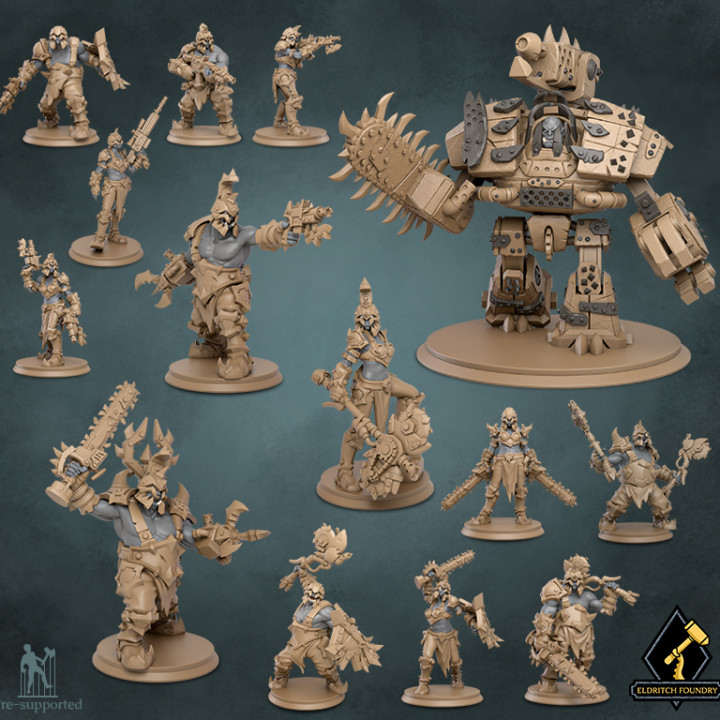 orcish brigade eldritch foundry Tabletop Characters & Creatures Fantasy Universe Store kickstarter orc ranged melee dreadnought deff-dred 3D print model - Mito3D