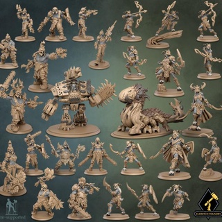 orcs vs satyrs - digital files eldritch foundry  Tabletop Tabletop Characters & Creatures Fantasy Universe Tabletop Tabletop Characters & Creatures Store mini orc miniature ent satyr d&d dnd treant dreadnought warboss deff-dred tree-ent  3d print model - Mito3D