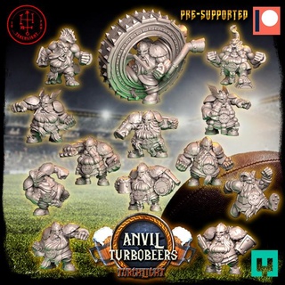 meşale ışığı örs turbo biralar takım modeller masaüstü karakterler yaratıklar fantezi Evren mağaza Futbol savaş oyunu Bloodbowl cüce takımı futbol 3d print model - Mito3D