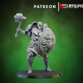 spartancast shield hammer warrior 1 support ready ghamak Tabletop Characters & Creatures Fantasy Universe Store dragons dungeons fantasy war warhammer miniature storm age dnd cast 9th pathfinder wh aos collectors painters 3d print model - Mito3D