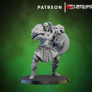 spartancast shield hammer warrior 3 support ready ghamak Tabletop Characters & Creatures Fantasy Universe Store dungeons fantasy game miniatures model war storm spartan age wargame dungeon painter dnd cast 9th pathfinder wh aos collecotors 3d print model - Mito3D