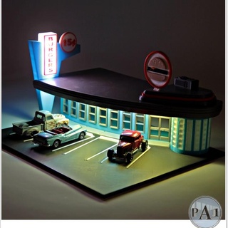60's drive-in diner diorama hot wheels diecasts 1 64 pa1 Toys & Games Toy Vehicles Home Garden Homeware Ornaments Store car accessories collection display easy kids toy vintage child garage collector hotwheels matchbox diecast oldies 3d print model - Mito3D