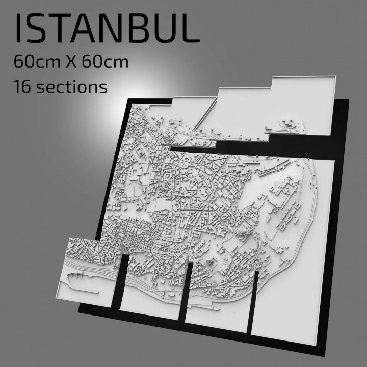 3d Istanbul digitale File stl file carta geografica città arte stampato punto riferimento modello orizzonte 3dcityframes formazione scolastica geografia casa giardino articoli per ornamenti negozio architettura edificio 3dcityart 3dprintedlandmark 3distanbul mappa istanbul istanbul3dmap istanbuldecor skyline modelfistanbul 3D print model - Mito3D