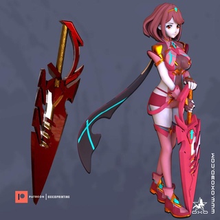 pyra xenoblade weapon cosplay oxo3d printing Fan Art Props & Cosplay weapone 3d print model - Mito3D