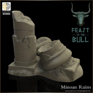 minoan ruines banquet taureau gadgetworks table 3D imprimable terrain fantaisie colonne grec pilier paysage ruiner 3d print model - Mito3D