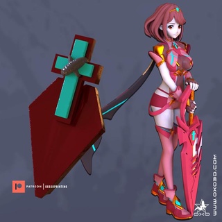 pirra xenoblade Cruz cosplay oxo3d impressão ventilador arte adereços acessórios anime manga nsfw 3d print model - Mito3D