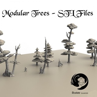 axolote esadecimale modulare albero impostato giochi negozio tavolo 3D stampabile terreno fantasia rpg alberi d dnd 3d print model - Mito3D