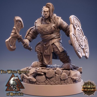 fandra firebrand daybreak miniatures Tabletop Characters & Creatures Fantasy Universe Store axe dragons dungeons female shield wargaming dwarf tabletop dnd norrokk 3d print model - Mito3D