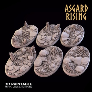 yol kenarı tema 6 oval temel 75x42mm Asgard yükselen minyatürler masaüstü 3D yazdırılabilir arazi detaylı mağara 3d print model - Mito3D