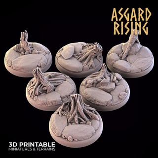 roadside theme 6 x round bases 25mm - presupported asgard rising miniatures Tabletop 3D Printable Terrain base 25 3d print model - Mito3D