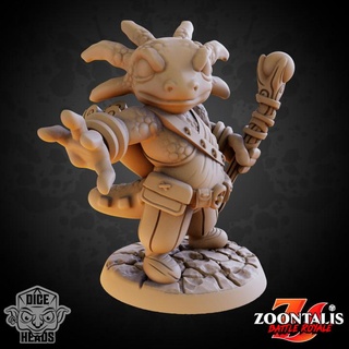 axolotl wizard pre-supported included dice heads Tabletop Characters & Creatures Fantasy Universe d&d dnd presupported axolotlwizard 3d print model - Mito3D