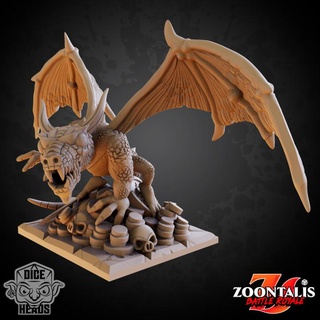 Feu canard pre supported inclus dé têtes table personnages créatures fantaisie univers dragon dnd présupporté feu 3d print model - Mito3D
