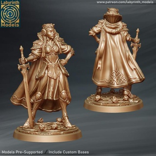 queen armor - 32mm scale labyrinth models Tabletop Characters & Creatures Fantasy Universe fantasy hero knight lady warhammer character miniature kingdom boardgame tabletop wargame dungeon patreon empire d&d heroine empress 3d print model - Mito3D