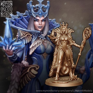 ice queen - 32mm scale labyrinth models Tabletop Characters & Creatures Fantasy Universe fantasy hero lady warhammer character snow witch kingdom boardgame tabletop wargame dungeon patreon empire d&d arctic sorceress empress frost 3d print model - Mito3D
