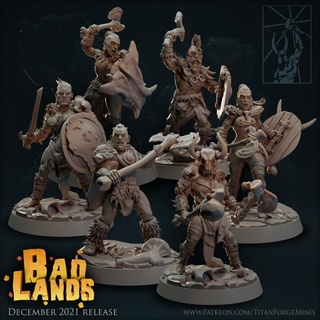 badlands kairn fighters titan forge miniatures Store barbarian beast bone fantasy tiger warhammer warrior cavalry wargame conan raiders command skirmish savage 3d print model - Mito3D