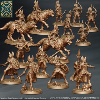 valkyries collection - 32mm scale labyrinth models Tabletop Characters & Creatures Fantasy Universe characters fantasy hero set warhammer warrior wolf character snow ice champion boardgame tabletop cavalry patreon d&d archers arctic frost 3d print model - Mito3D