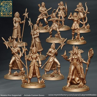 winter maidens collection - 32mm scale labyrinth models Tabletop Characters & Creatures Fantasy Universe dungeons fantasy hero queen rpg wargaming warhammer character snow miniature ice boardgame tabletop wargame patreon d&d archers arctic guards frost 3d print model - Mito3D
