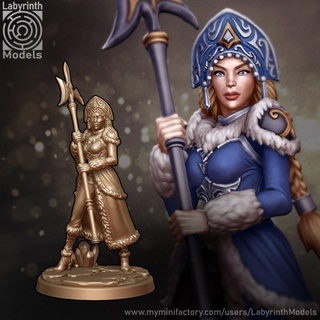 winter maiden guards - 32mm scale labyrinth models Tabletop Characters & Creatures Fantasy Universe dungeons fantasy hero rpg wargaming warhammer character miniature boardgame tabletop wargame patreon d&d halberd warriors maidens 3d print model - Mito3D