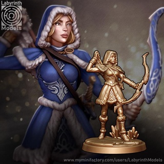 winter maiden huntresses - 32mm scale labyrinth models Tabletop Characters & Creatures Fantasy Universe dungeons fantasy hero rpg wargaming warhammer character snow hunter miniature huntress ice boardgame tabletop wargame patreon d&d scout frost maidens 3d print model - Mito3D
