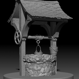 medieval well postmortemnihiliest Tabletop 3D Printable Terrain Fantasy house village 3d print model - Mito3D