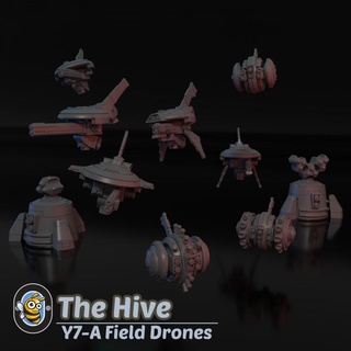 y7 campo drones mente colmena minis mesa caracteres criaturas Sci Fi universo vehiculos máquinas robot martillo guerra zumbido láser tau ciencia ficción 3d print model - Mito3D