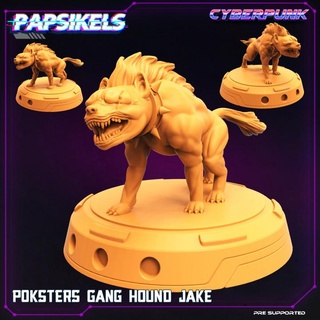 pokers gang chien jake papsikels miniatures table personnages créatures Sci univers boutique cyberpunk hyène 3d print model - Mito3D
