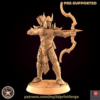 elf archer my3dprintforge Tabletop Characters & Creatures Fantasy Universe Store fantasy model vampire warrior blood hunter miniature lord resin warcraft wow bow tabletop elves dungeon dnd pre-supported supported 3d print model - Mito3D