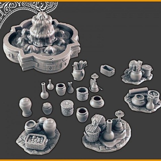 desert bazaar items fountain support-free evan carothers Store Tabletop 3D Printable Terrain Fantasy mechant 3d print model - Mito3D