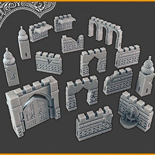 désert ville murs openlock support free évaner carothers boutique table 3D imprimable terrain fantaisie 3d print model - Mito3D