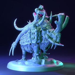 rhinodons - presupported dragon trappers lodge Tabletop Characters & Creatures Fantasy Universe Store animal beast creature dungeons hero mount winter character rhino horn rider d&d dnd armored rhinodon saddled unsaddled 3d print model - Mito3D